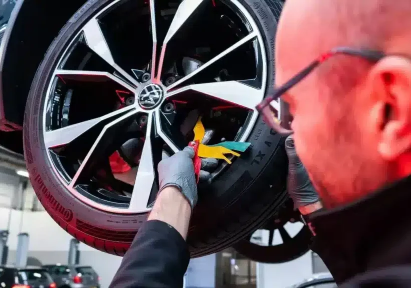 volksawagen repair on tyres in the central audi garage